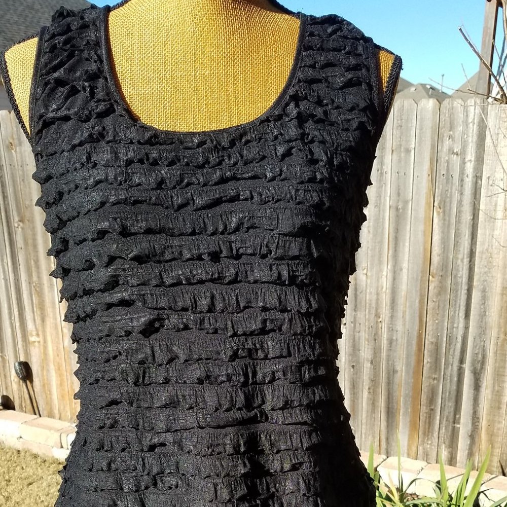 Black Ruffled Tank Top